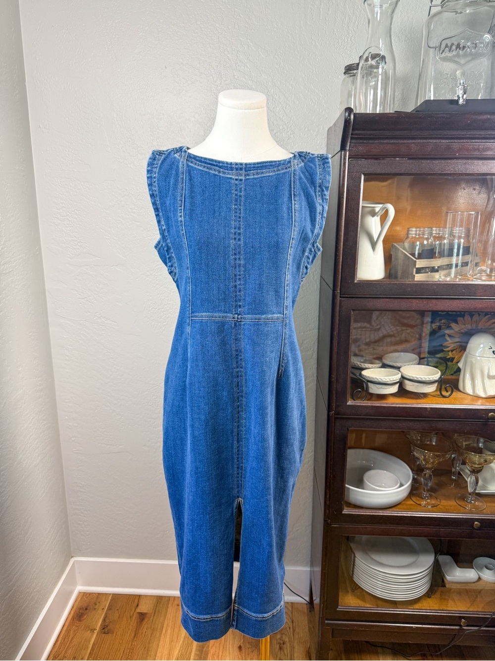 Pilcro Denim Midi Stretch Denim Front Slit Sheath Dress Size M Petite